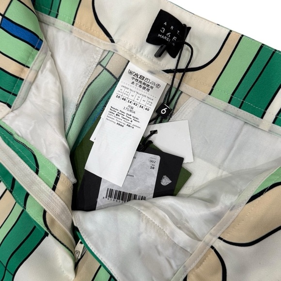 Marella By Max Mara Addirsi Trouser Women's US 10 Bright Green Crepe Geo Print - Picture 14 of 16